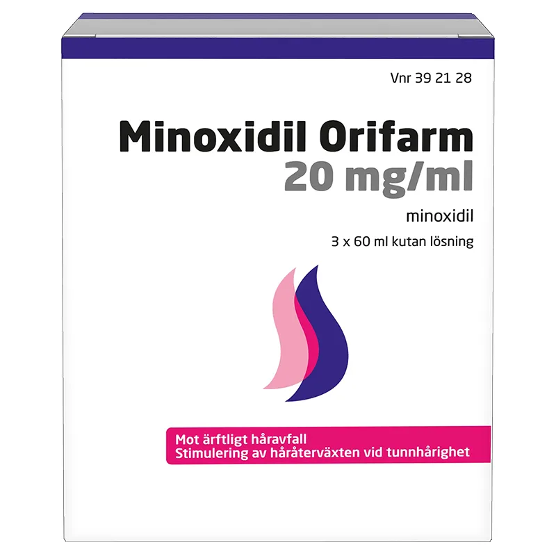Minoxidil Orifarm kutan lösning 20 mg/ml 3x60 ml från Orifarm – köp hos Apotek Hjärtat