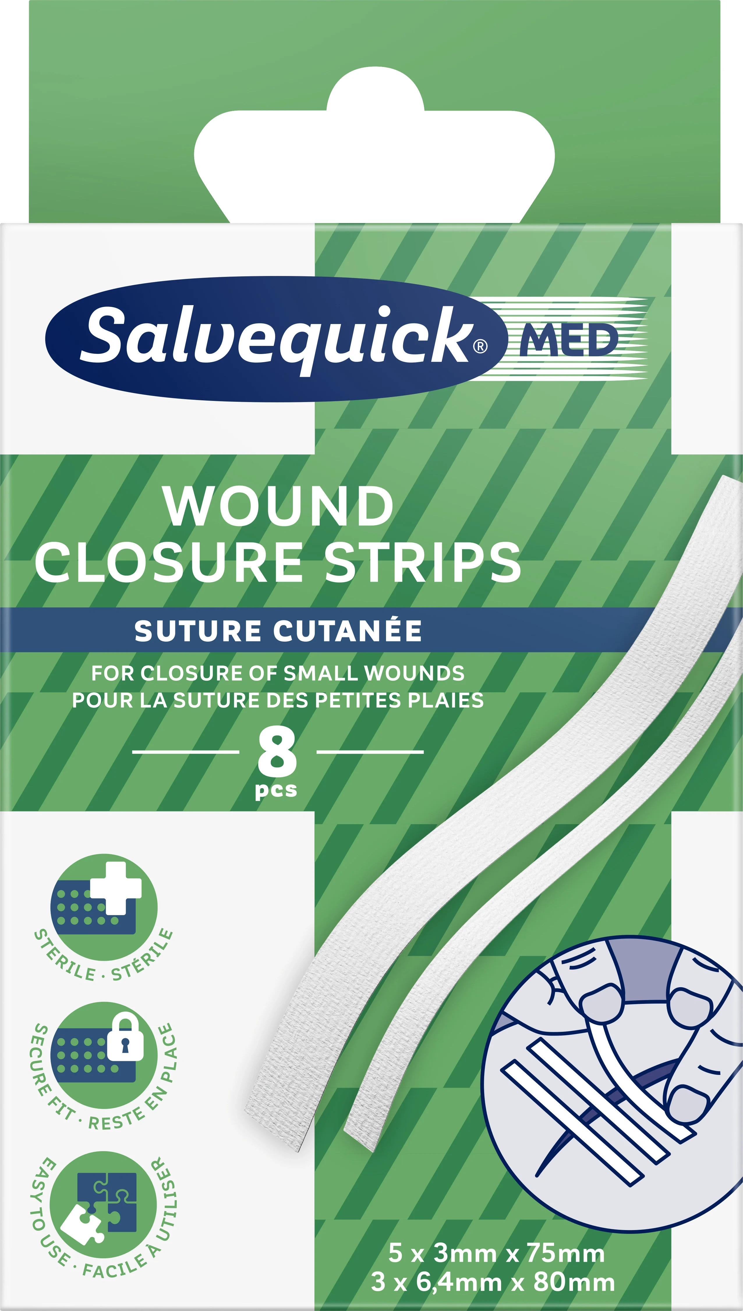 Salvequick MED Wound Closure Strips 8 st från Salvequick – köp hos Apotek Hjärtat