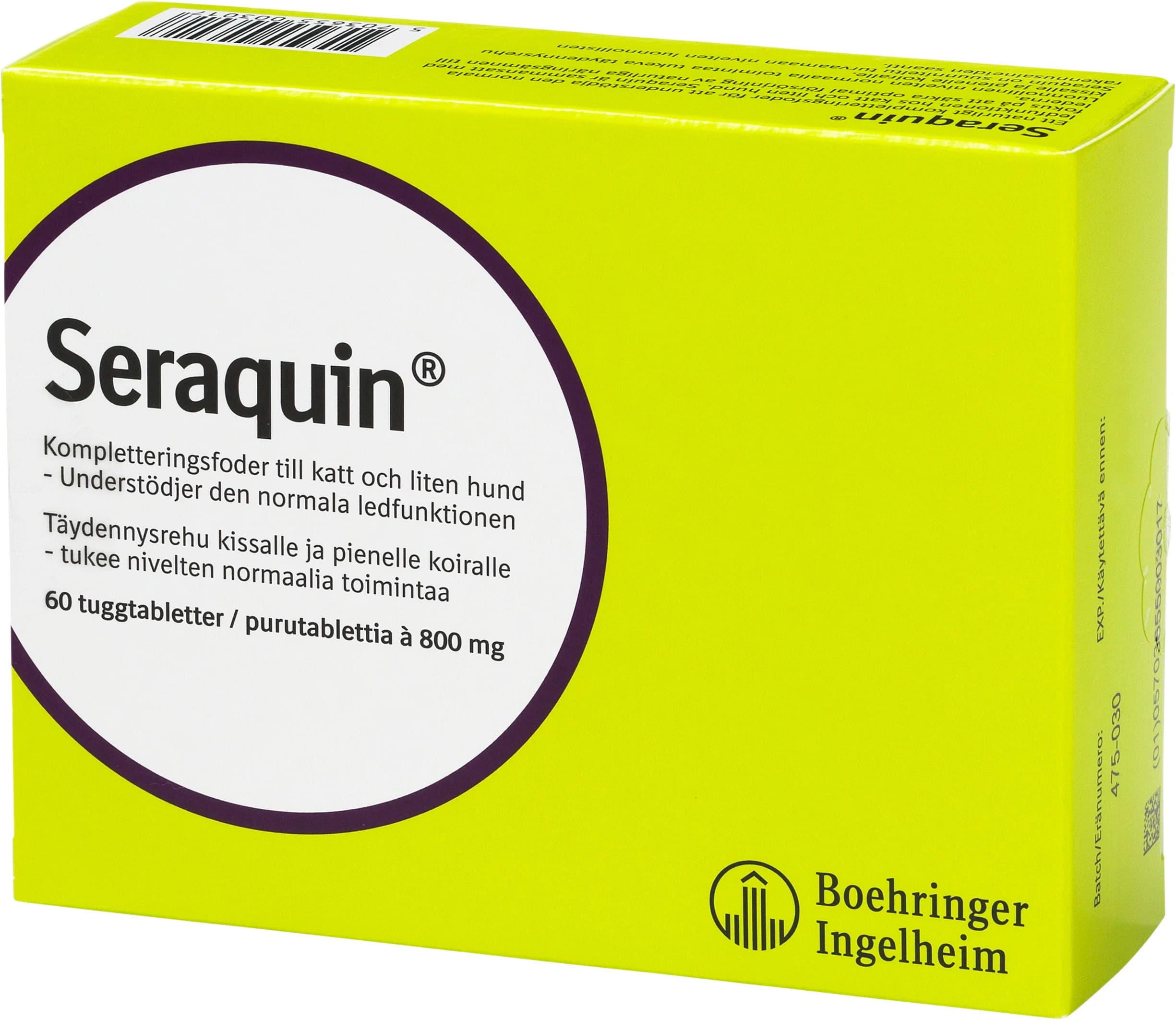 Seraquin tuggtablett för hund och katt 800 mg 60 st från Seraquin – köp hos Apotek Hjärtat