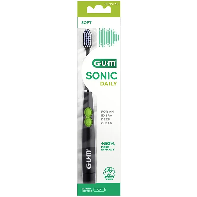 GUM SONIC DAILY Batteritandborste Svart från GUM – köp hos Apotek Hjärtat