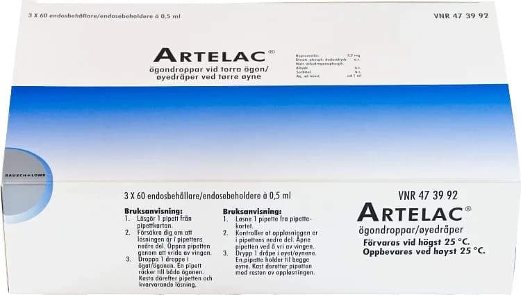 Artelac ögondroppar lösning i endosbehållare 3x60x0,5 ml från Artelac – köp hos Apotek Hjärtat