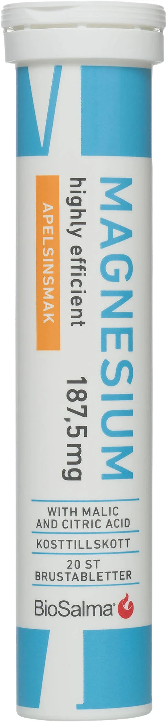 BioSalma Magnesium 187,5 mg Apelsin 20 brustabletter från BioSalma – köp hos Apotek Hjärtat