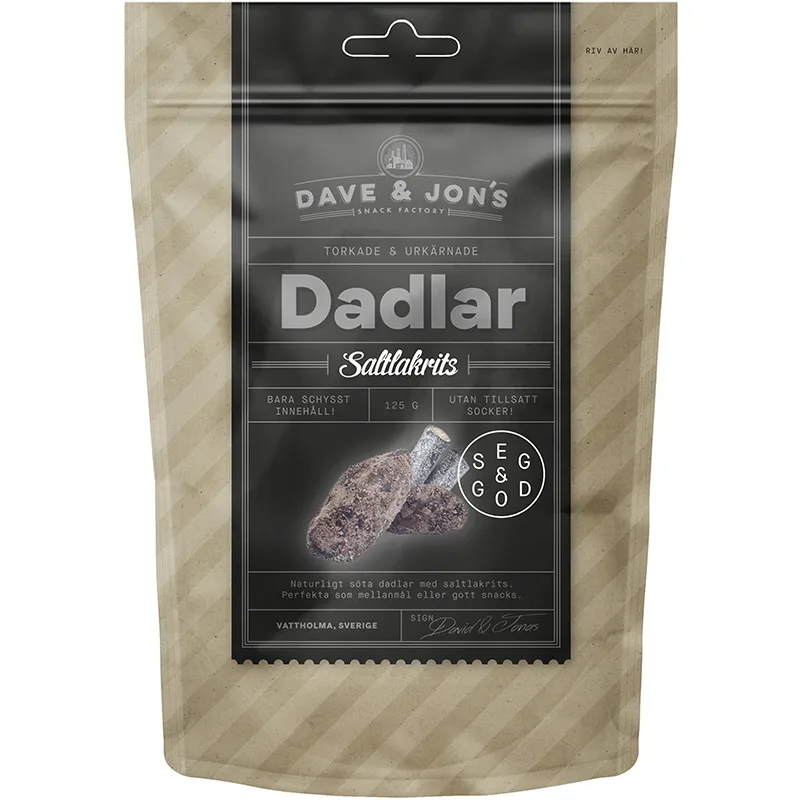 Dave & Jon's Dadlar Saltlakrits 125 g från Dave & Jons – köp hos Apotek Hjärtat