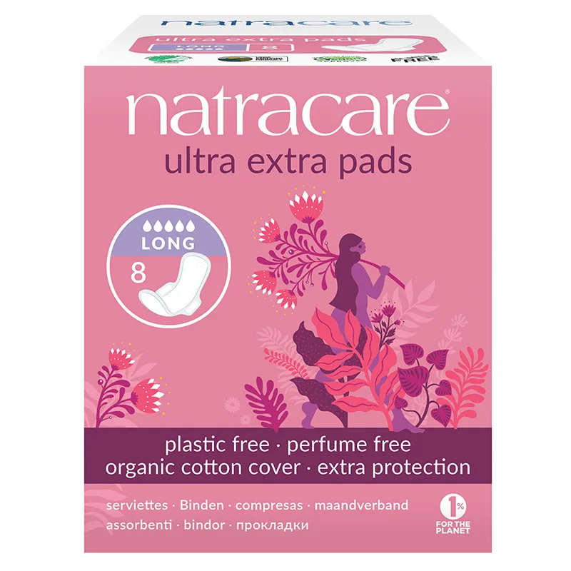 Natracare Binda Ultra Extra Lång med Vingar 8 st från Natracare – köp hos Apotek Hjärtat
