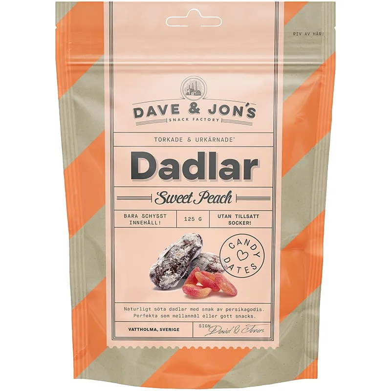 Dave & Jon's Dadlar Sweet Peach 125 g från Dave & Jons – köp hos Apotek Hjärtat