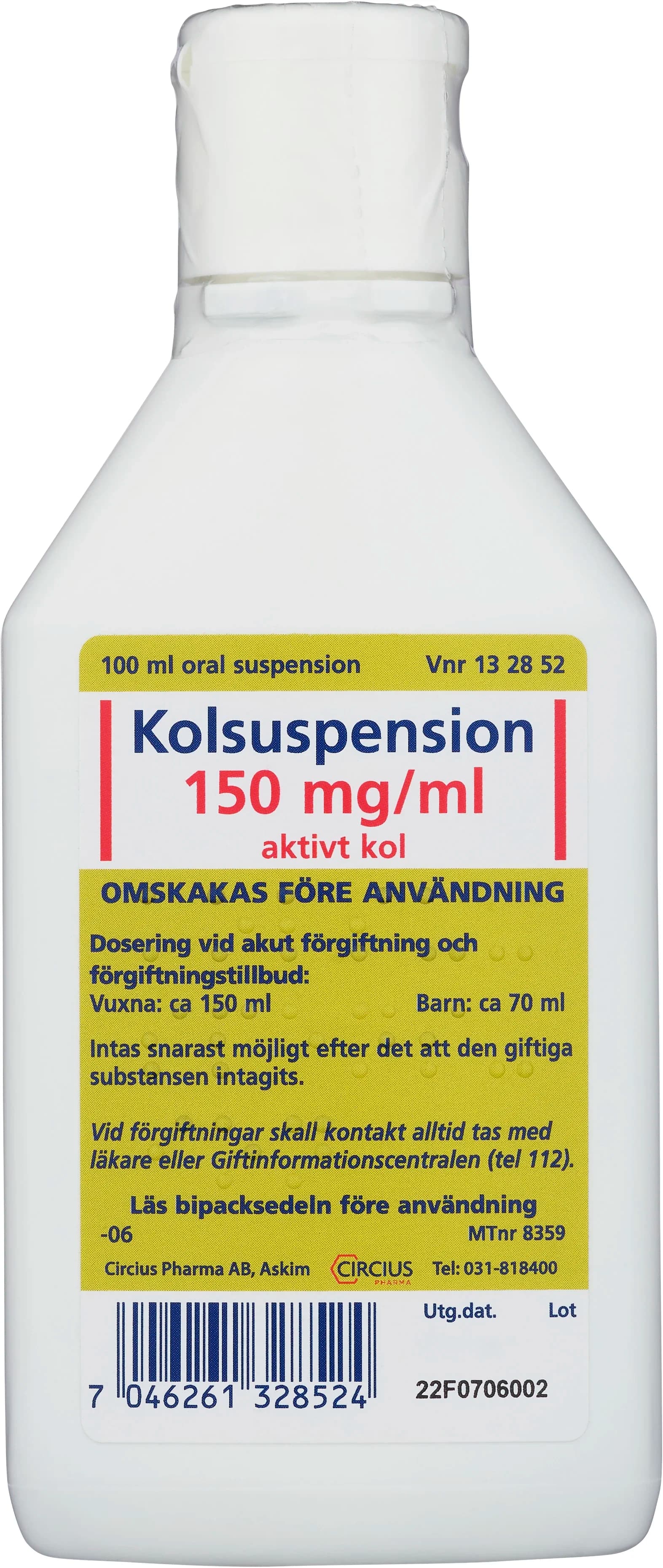 Kolsuspension oral suspension 150 mg/ml 100 ml från Kolsuspension – köp hos Apotek Hjärtat