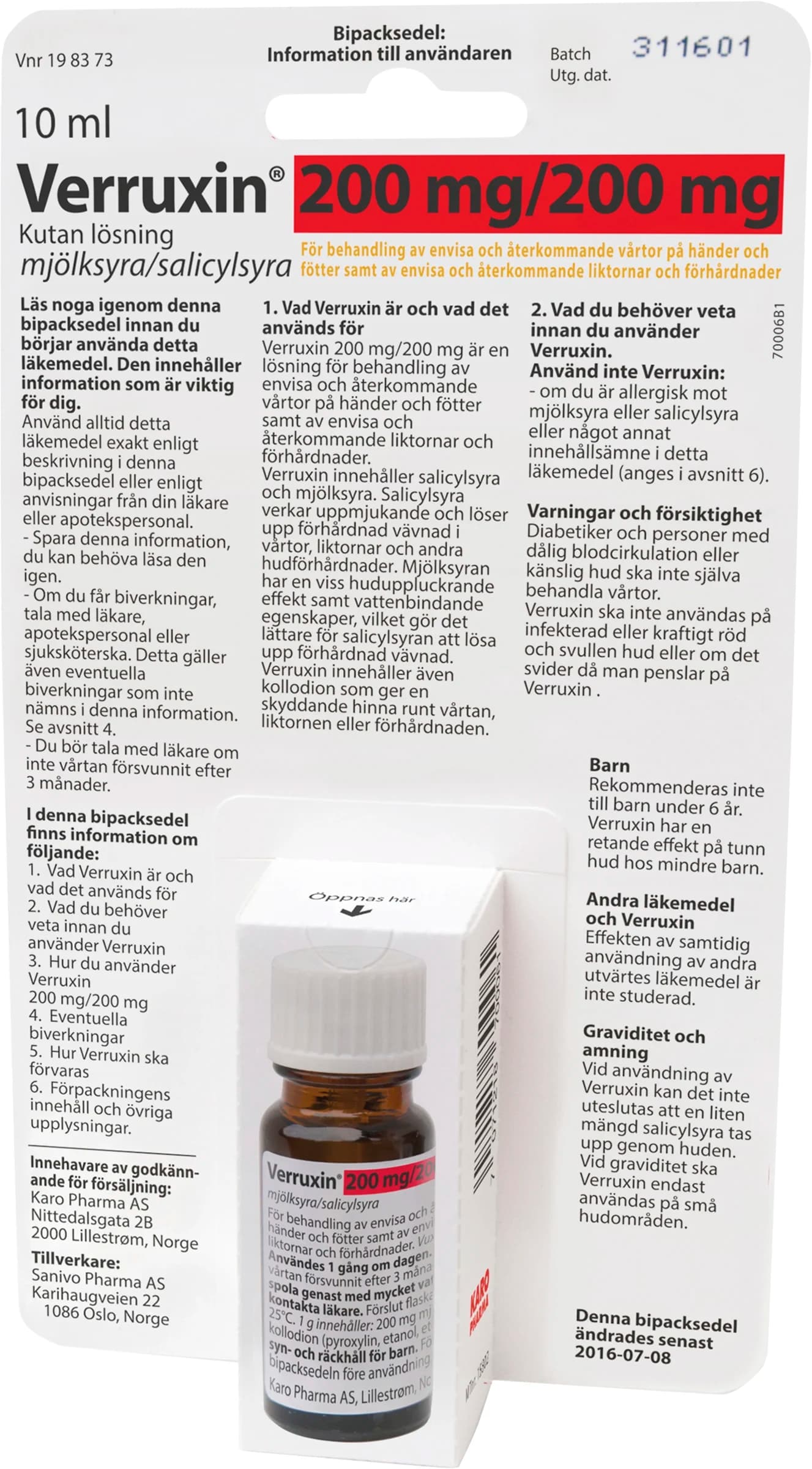 Verruxin kutan lösning 200 mg/200 mg 10 ml från Verruxin – köp hos Apotek Hjärtat