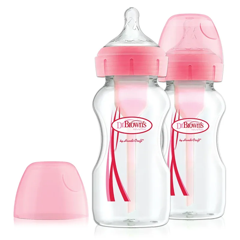 Dr. Brown's Options+ Nappflaska 270 ml Bred Hals Rosa 2-pack från Dr. Brown's – köp hos Apotek Hjärtat