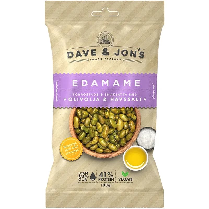 Dave & Jon's Edamame Olivolja & Havssalt 100 g från Dave & Jons – köp hos Apotek Hjärtat