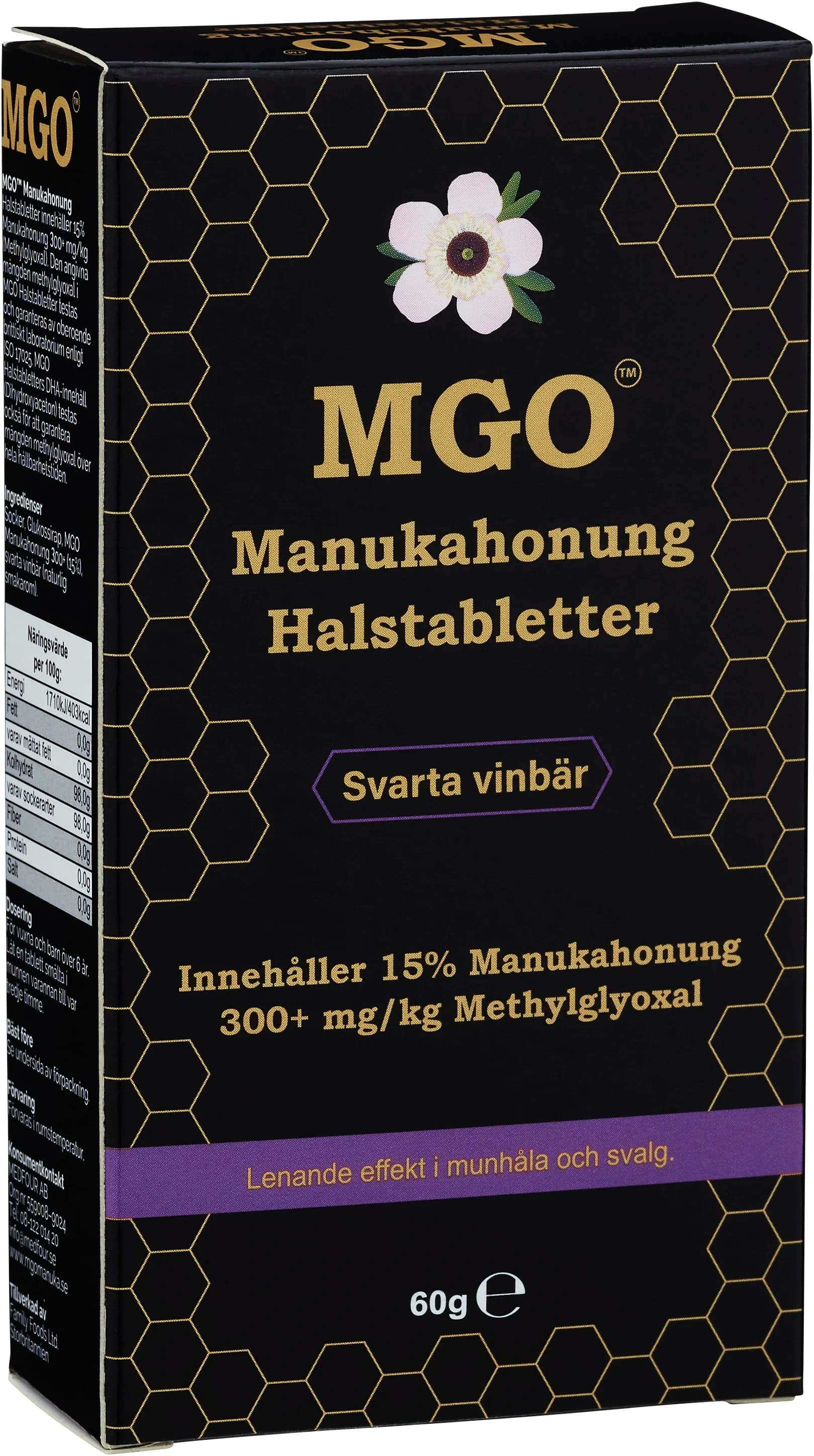 MGO Manukahonung 300+ Halstabletter Svarta Vinbär 60 g från Mgo – köp hos Apotek Hjärtat
