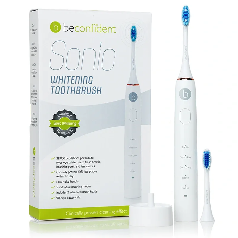 Beconfident Sonic Whitening Tandborste Vit/Roseguld 1 st från Beconfident – köp hos Apotek Hjärtat