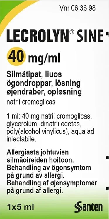 Lecrolyn Sine ögondroppar lösning 40 mg/ml 5 ml från Lecrolyn – köp hos Apotek Hjärtat