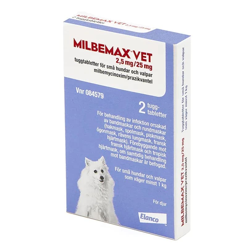 Milbemax vet. tuggtablett för hund (1-5 kg) 2,5 mg/25 mg 2 st från Milbemax – köp hos Apotek Hjärtat