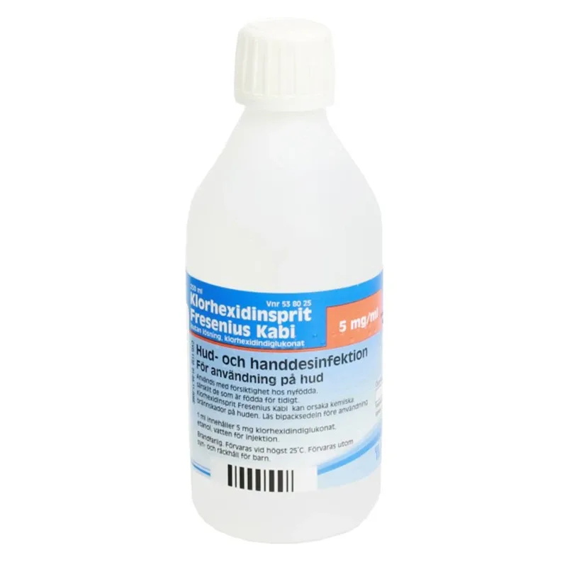Klorhexidinsprit Fresenius Kabi Kutan lösning 5 mg/ml 250 ml från Fresenius – köp hos Apotek Hjärtat