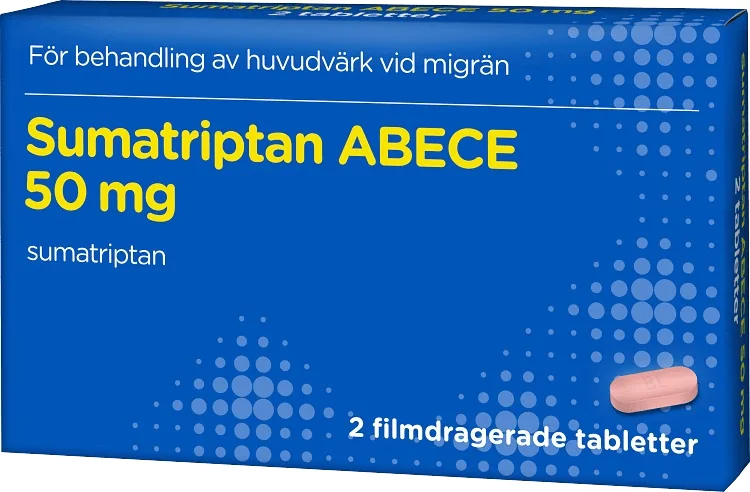 Sumatriptan ABECE 50 mg 2 filmdragerade tabletter från ABECE – köp hos Apotek Hjärtat