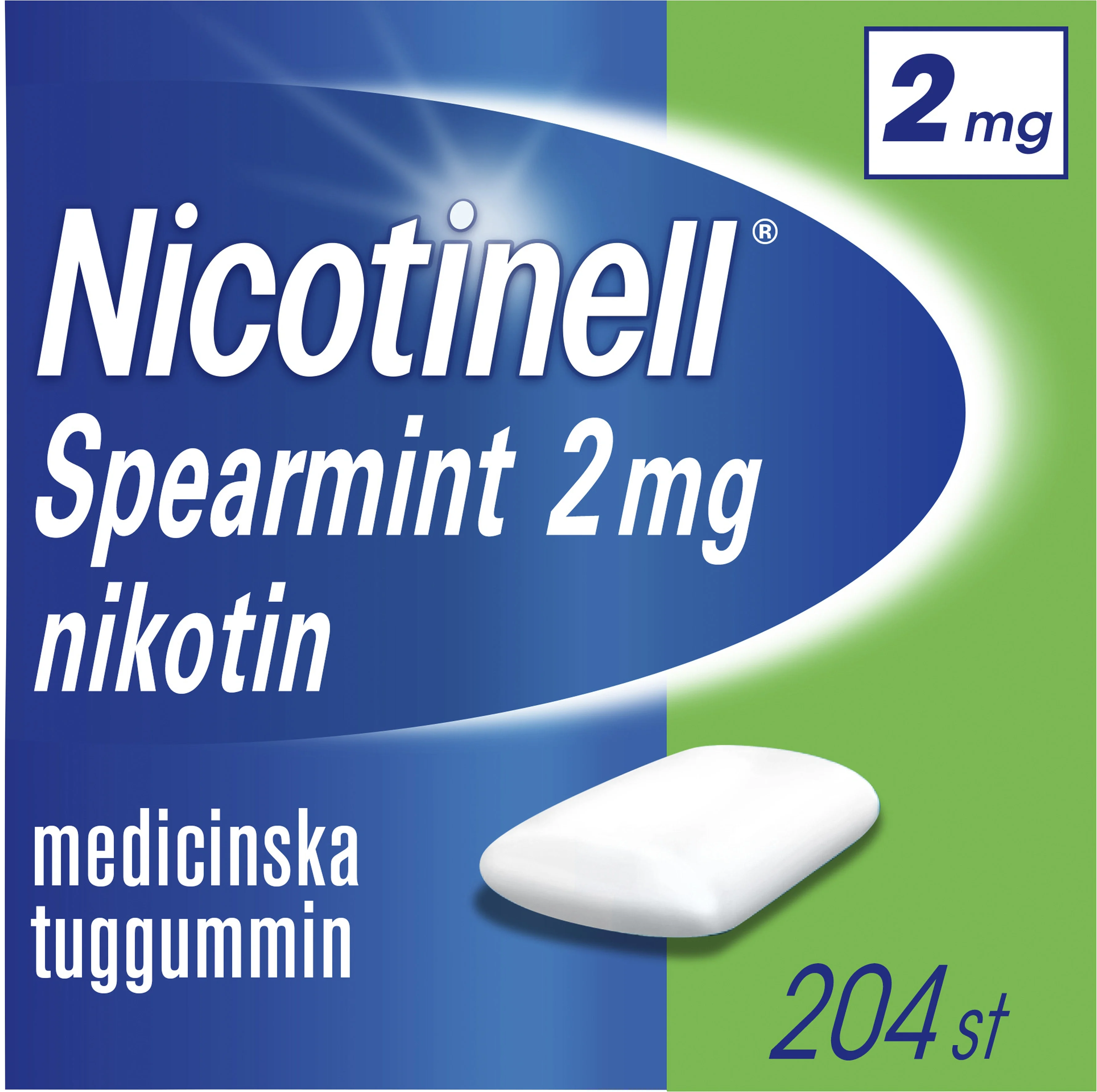 Nicotinell Spearmint medicinskt tuggummi 2 mg 204 st från Nicotinell – köp hos Apotek Hjärtat
