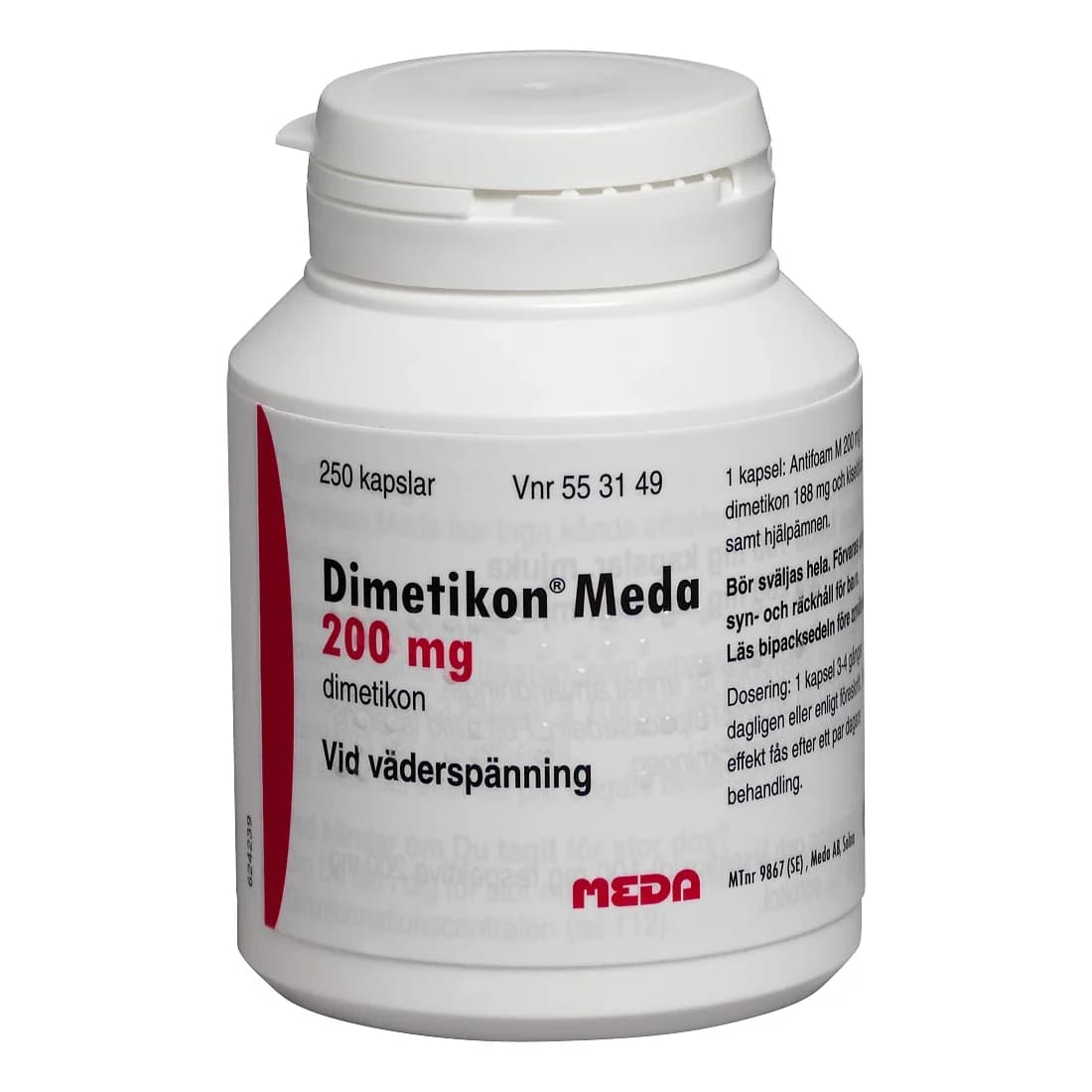 Dimetikon Meda mjuk kapsel 200 mg 250 st från Dimetikon meda – köp hos Apotek Hjärtat