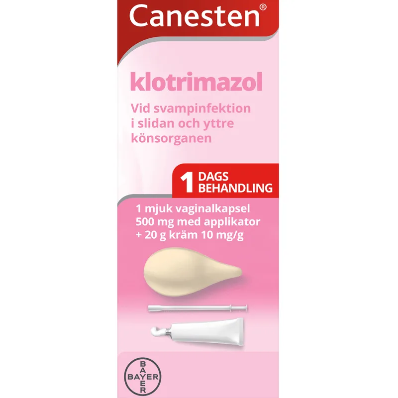 Canesten vaginalkapsel 500 mg 1 st + vaginalkräm 1% 20 g från Canesten – köp hos Apotek Hjärtat