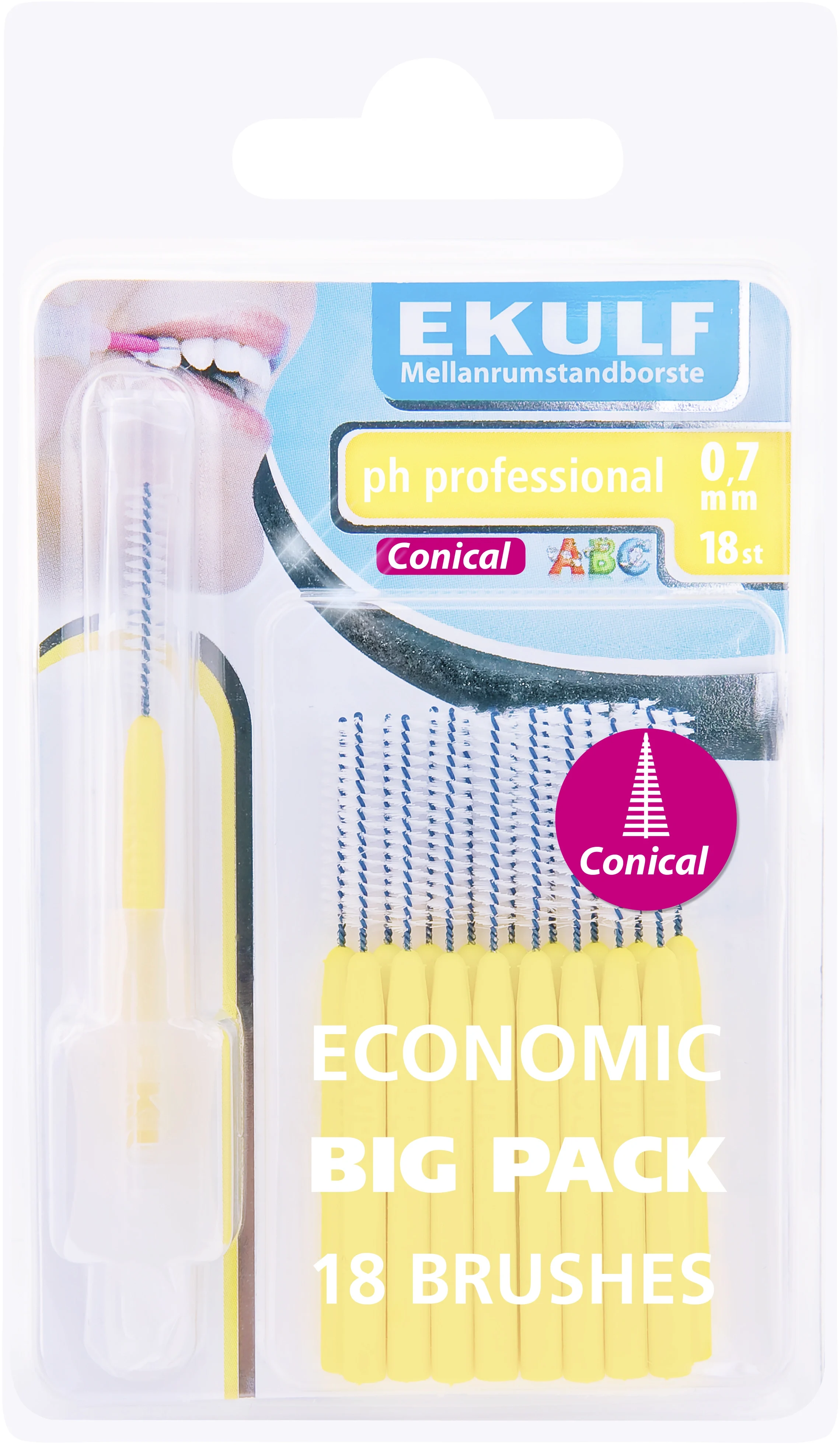 Ekulf pH Professional Konisk Mellanrumstandborste 0,7 mm 18 st från Ekulf – köp hos Apotek Hjärtat