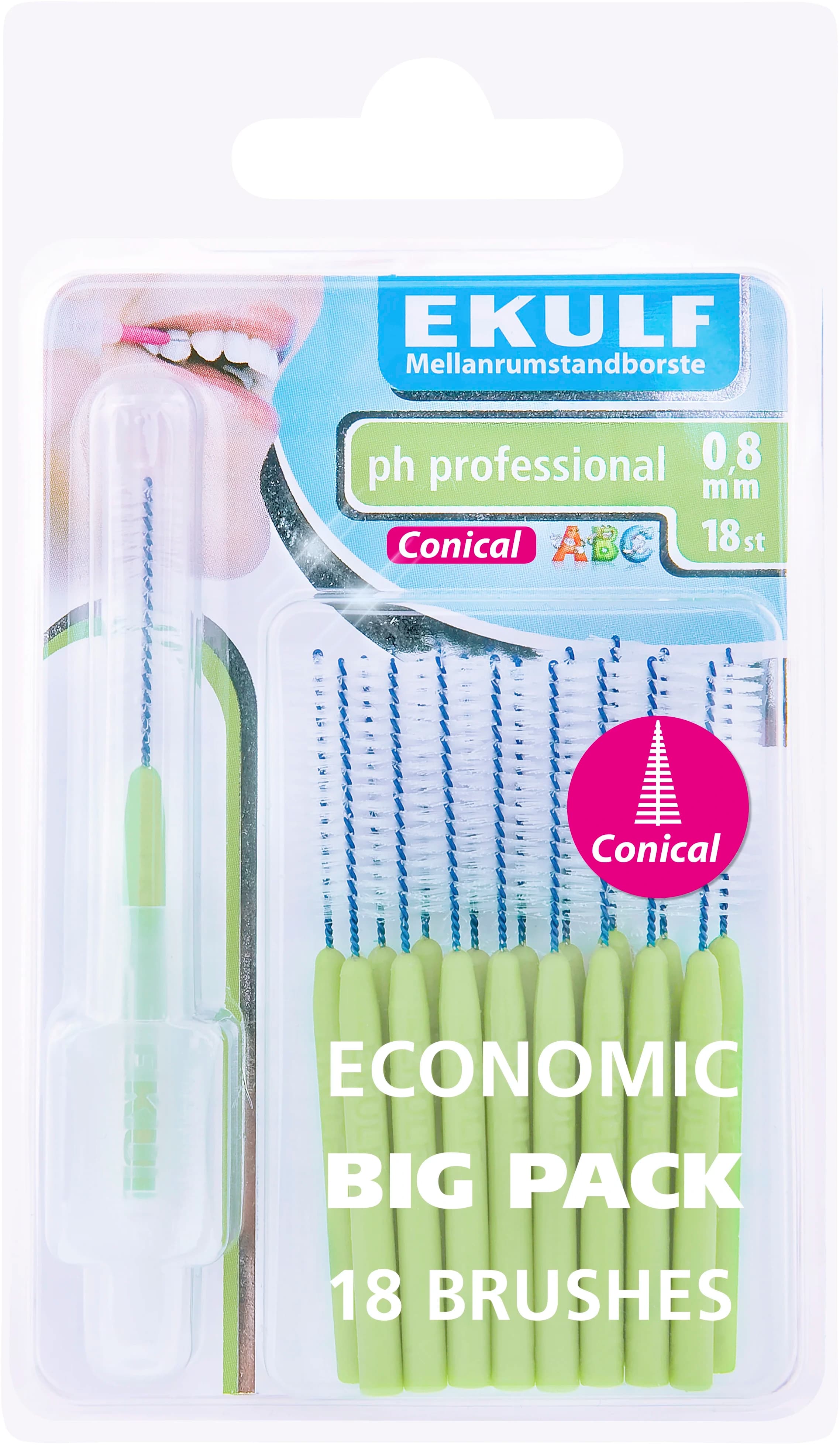 Ekulf pH Professional Konisk Mellanrumstandborste 0,8 mm 18 st från Ekulf – köp hos Apotek Hjärtat