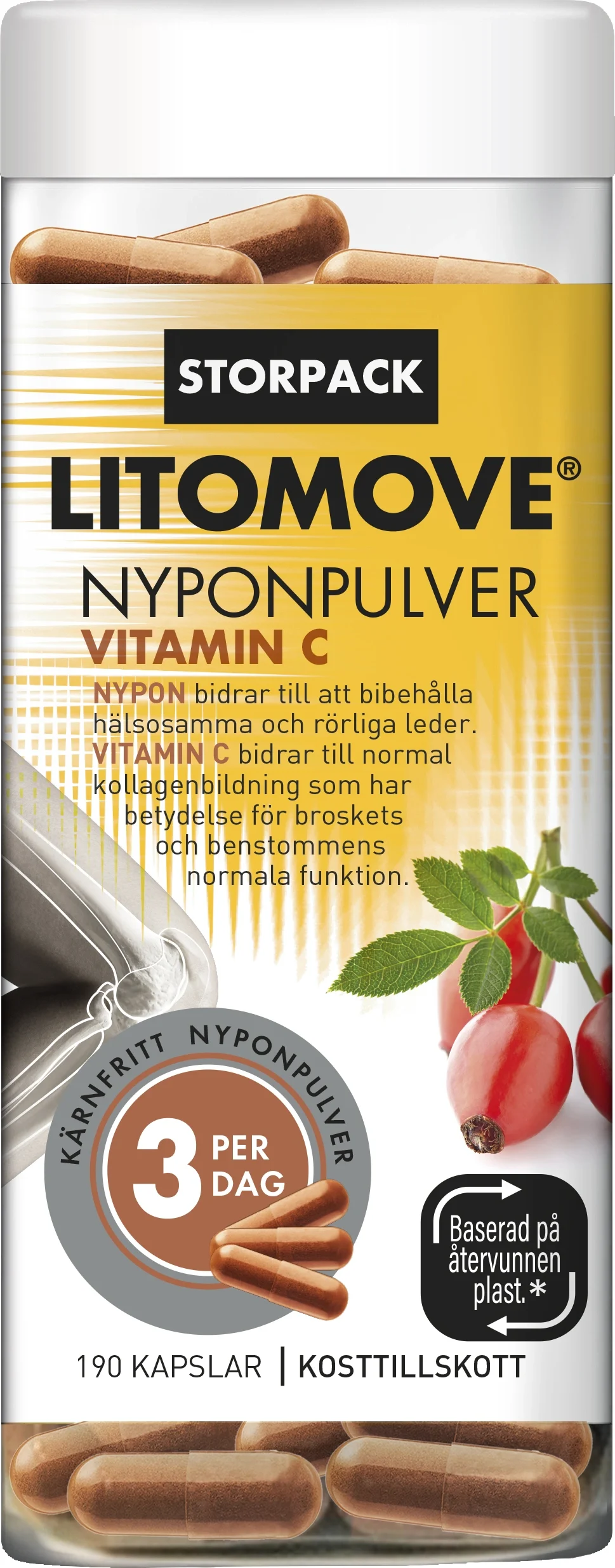 Litomove Nyponpulver Kapslar 190 st från Litomove – köp hos Apotek Hjärtat