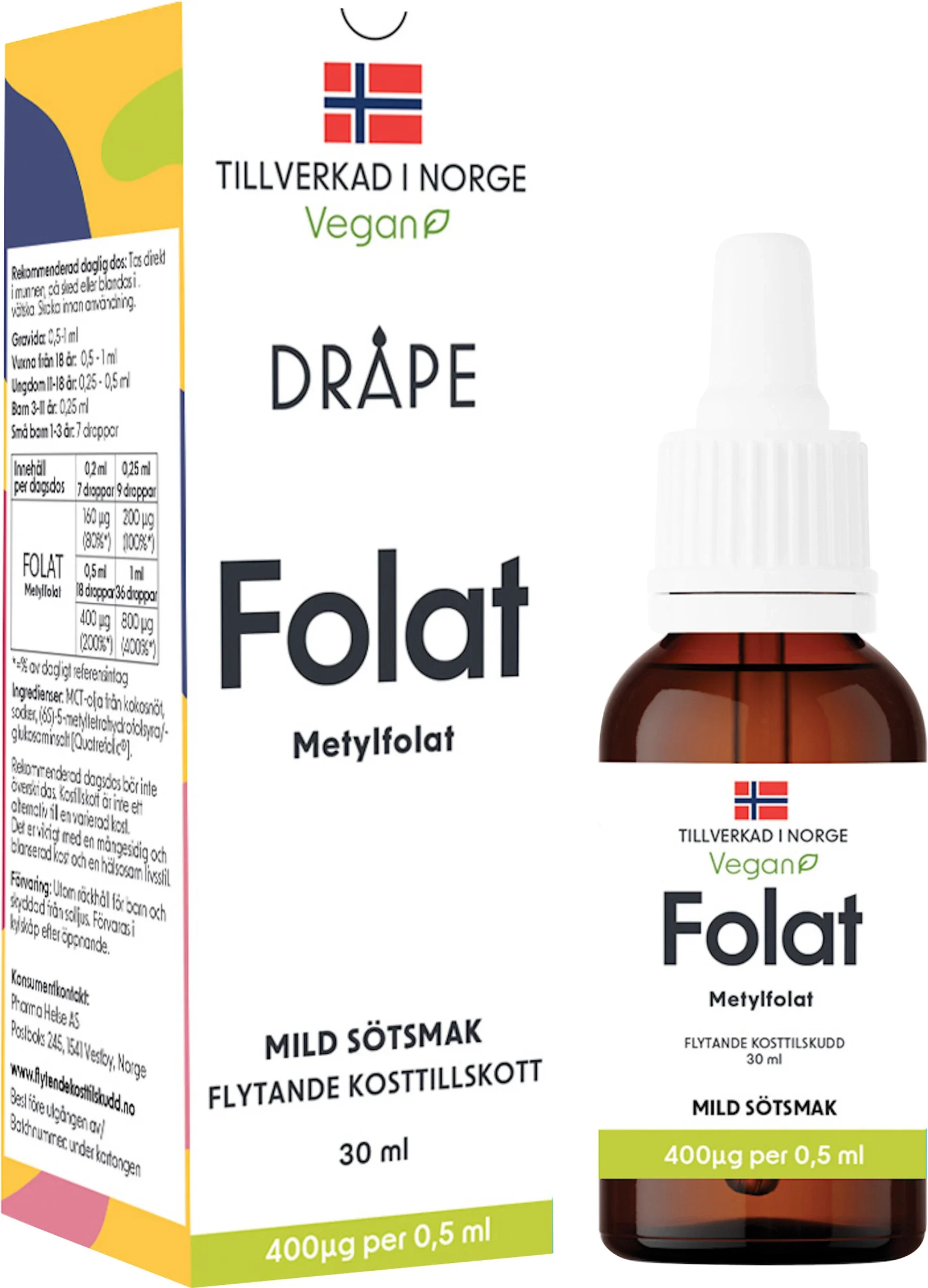 Dråpe Flytande Folat Droppar 30 ml från Dråpe – köp hos Apotek Hjärtat