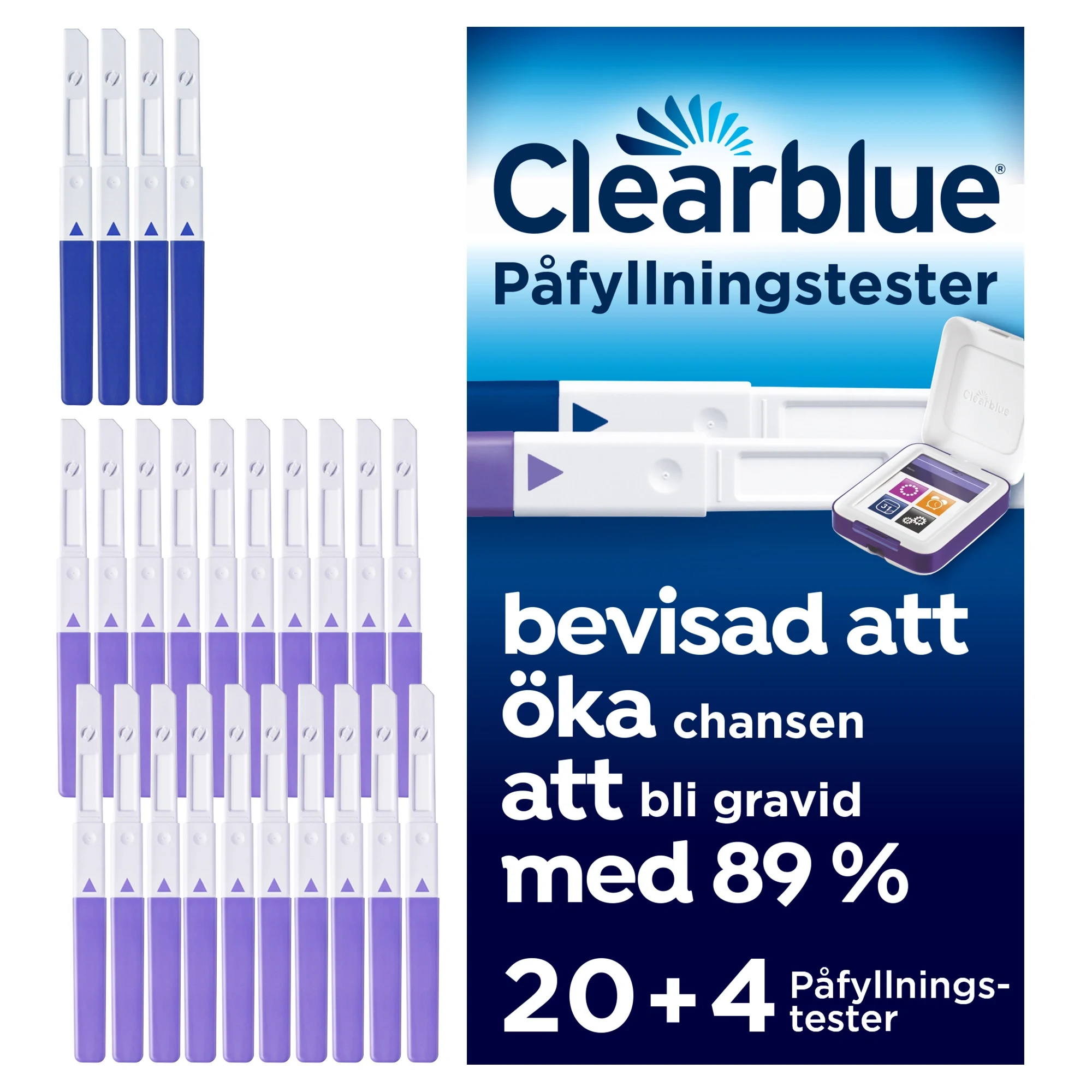 Clearblue 20 Ägglossningstester & 4 Graviditetstester till Clearblue Advanced Fertilitetsmonitor från Clearblue – köp hos Apotek Hjärtat