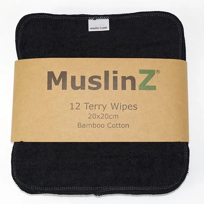 MuslinZ Bamboo Cotton Terry Wipes black 12-pack från MuslinZ – köp hos Apotek Hjärtat