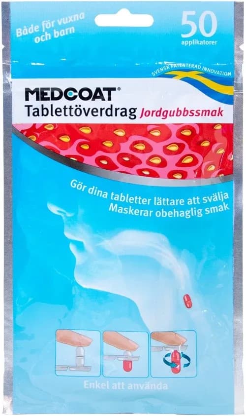 Medcoat Tablettöverdrag, Jordgubbsmak, 50 st från MedCoat – köp hos Apotek Hjärtat