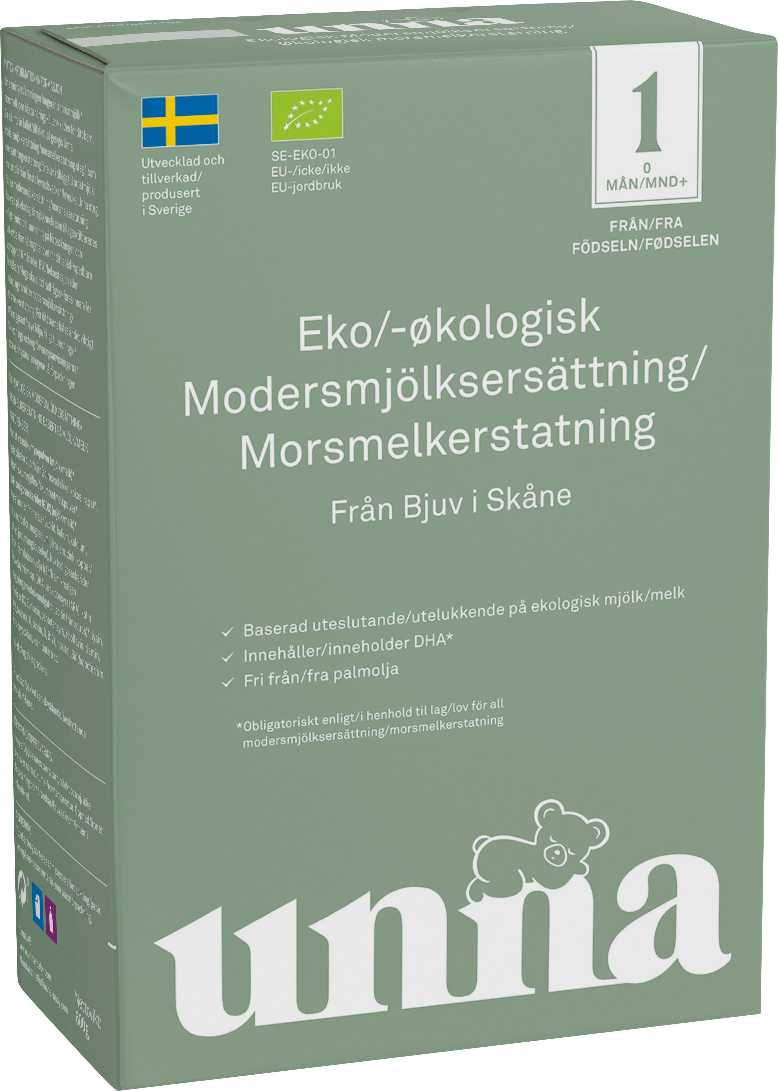 Unna Ekologisk Modersmjölksersättning Steg 1 600 g från Unna – köp hos Apotek Hjärtat