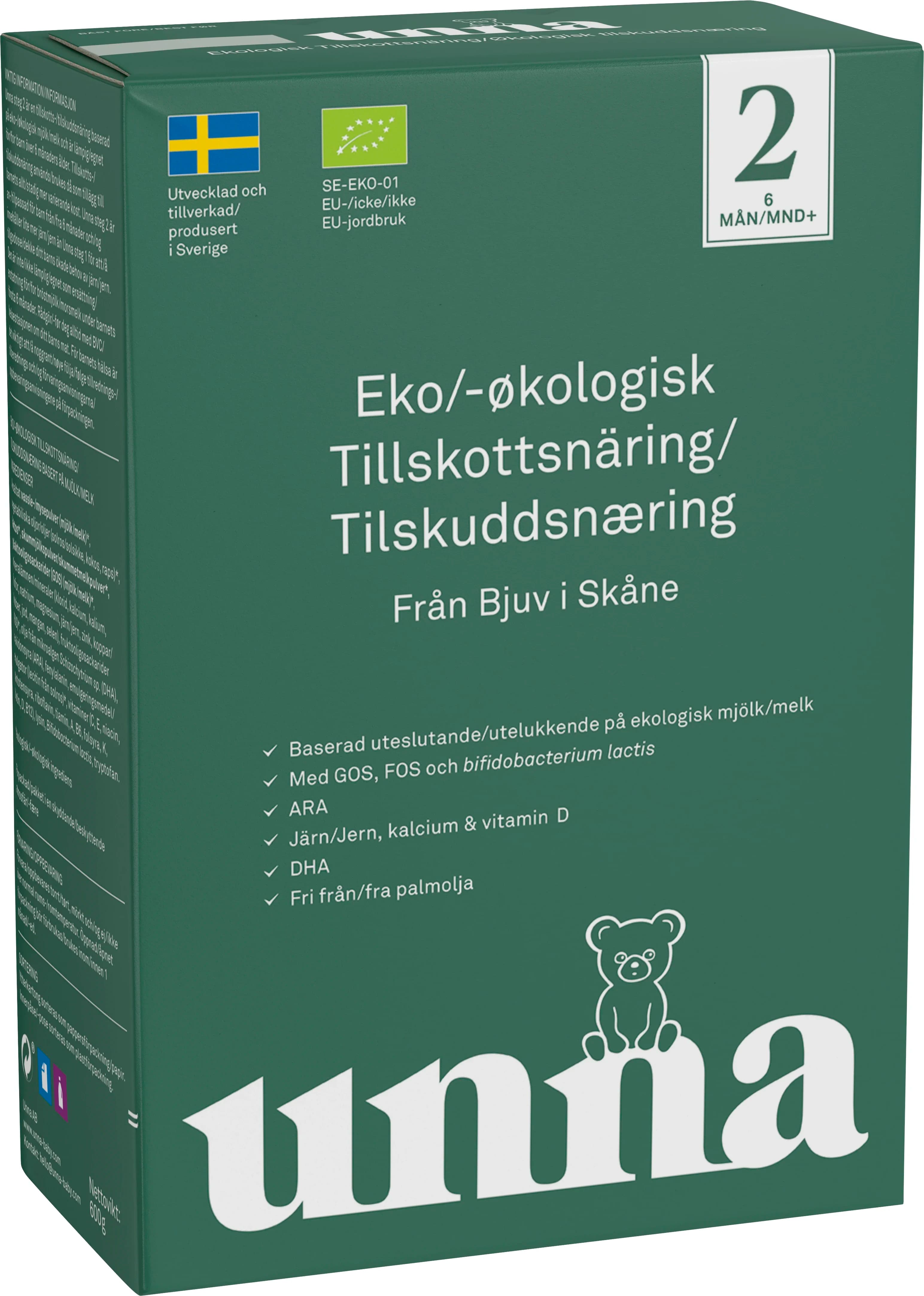 Unna Ekologisk Tillskottsnäring Steg 2 600 g från Unna – köp hos Apotek Hjärtat