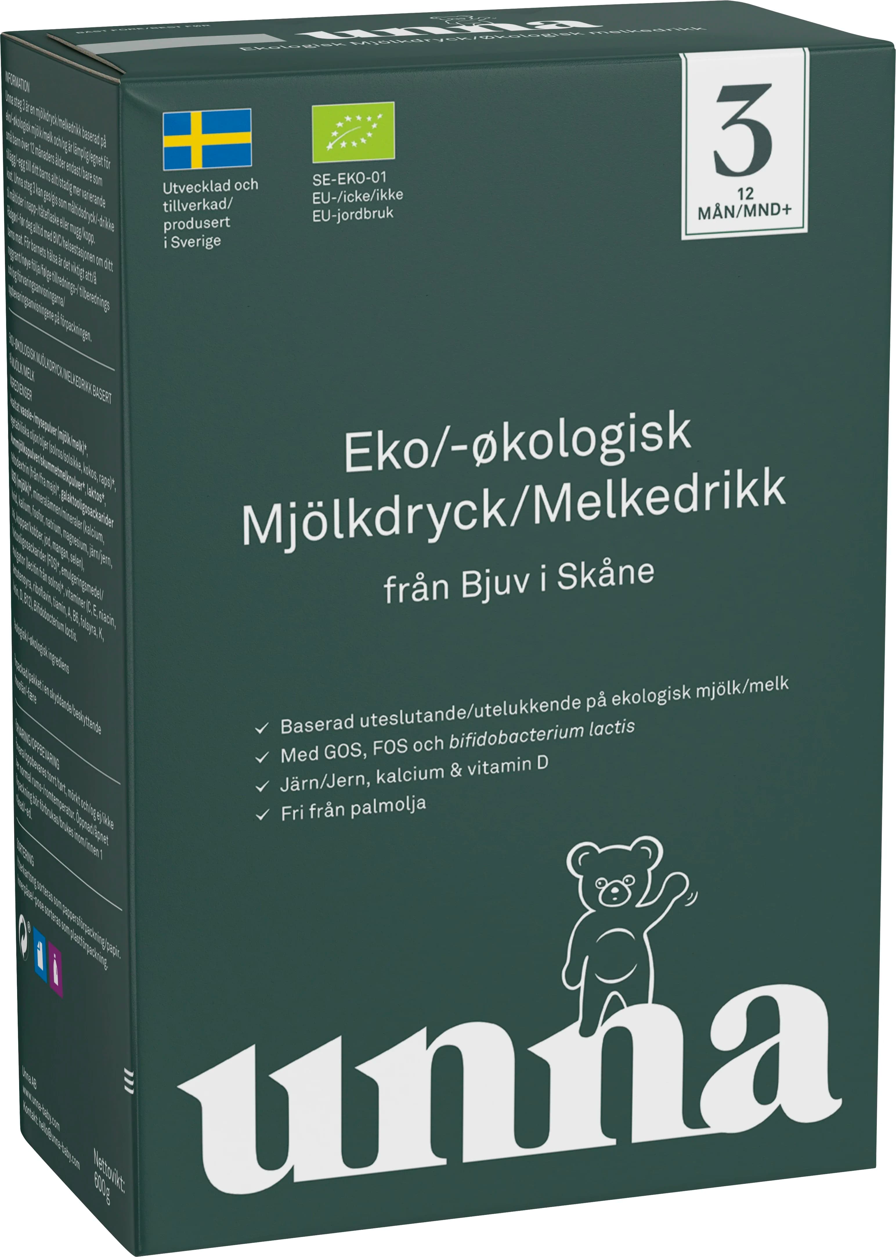 Unna Ekologisk Mjölkdryck Steg 3 600 g från Unna – köp hos Apotek Hjärtat