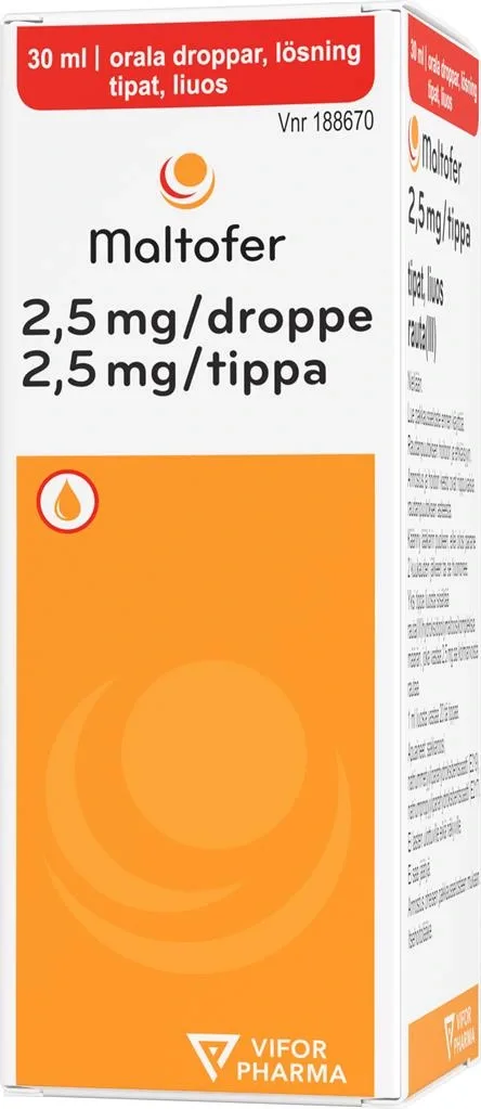 Maltofer Orala droppar, lösning 2,5mg/droppe, 30ml från Maltofer – köp hos Apotek Hjärtat