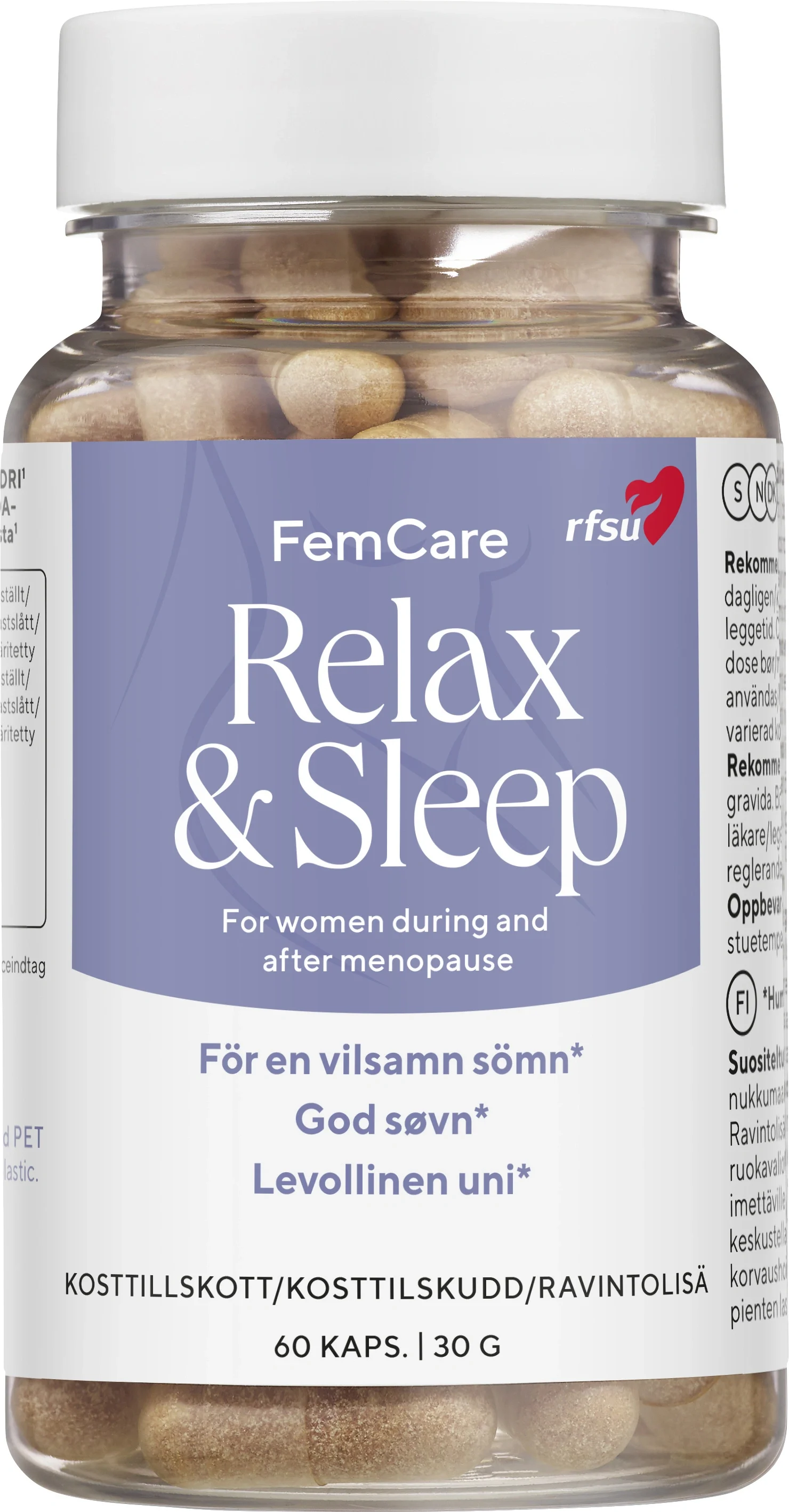 RSFU Femcare Relax&Sleep 60 kapslar från RFSU – köp hos Apotek Hjärtat