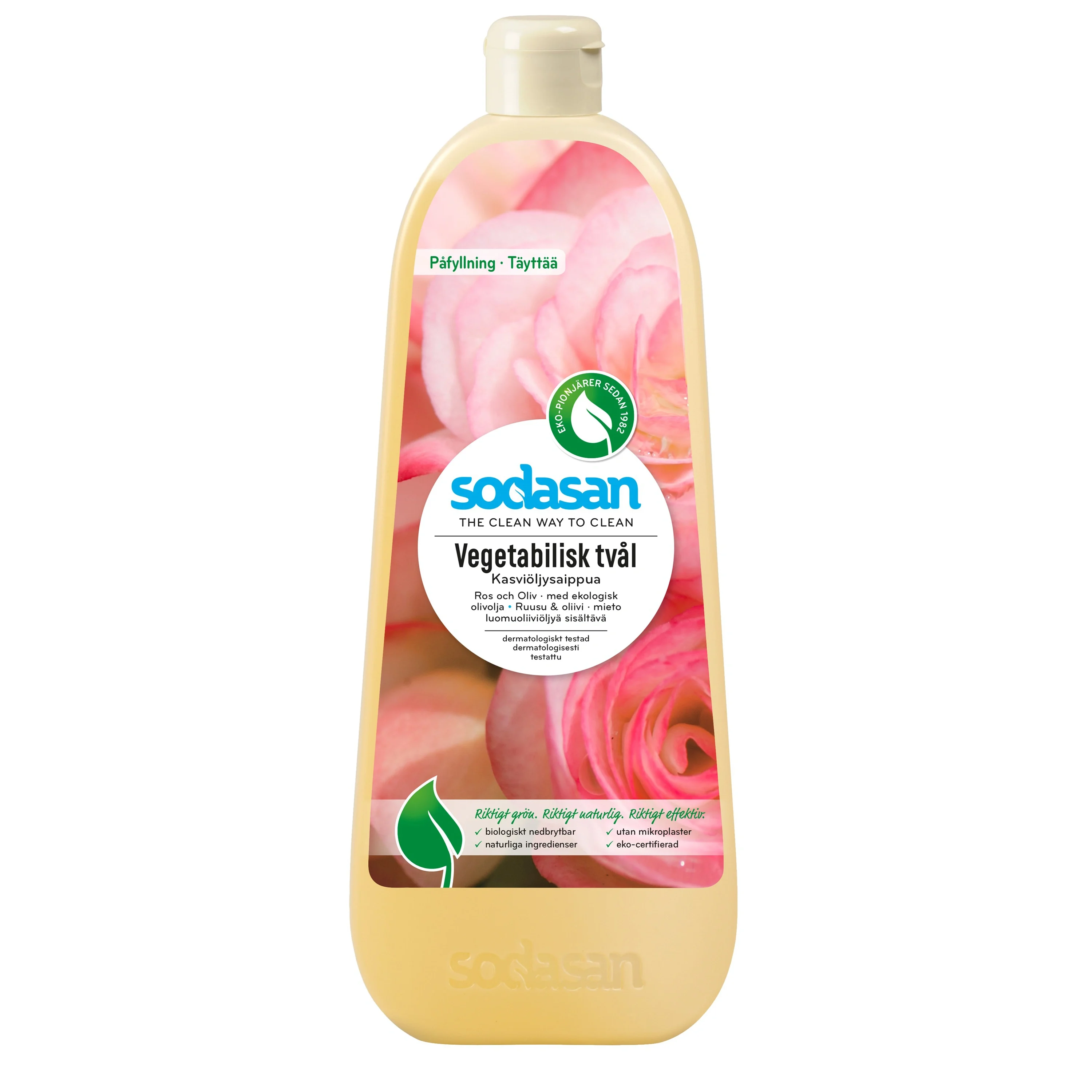 Sodasan Ekologisk Tvål Ros Refill 1000 ml från Sodasan – köp hos Apotek Hjärtat