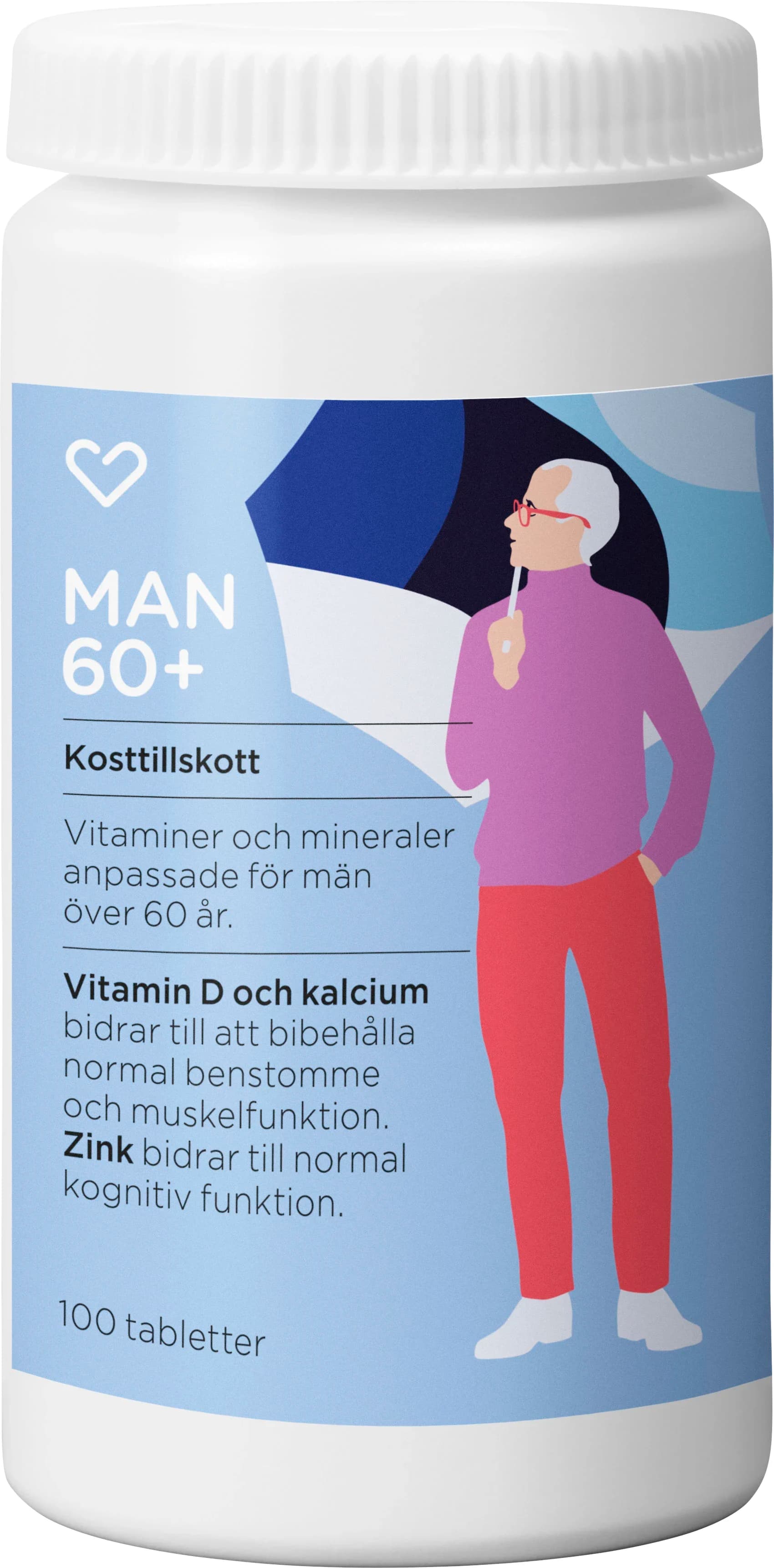 Hjärtats Multivitamin Man 60+ Tablett 100st från Hjärtats – köp hos Apotek Hjärtat