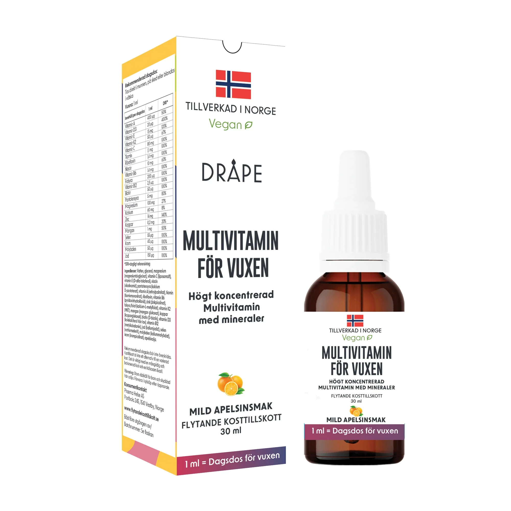 Dråpe Multivitamin Vuxen Droppar 30 ml från Dråpe – köp hos Apotek Hjärtat
