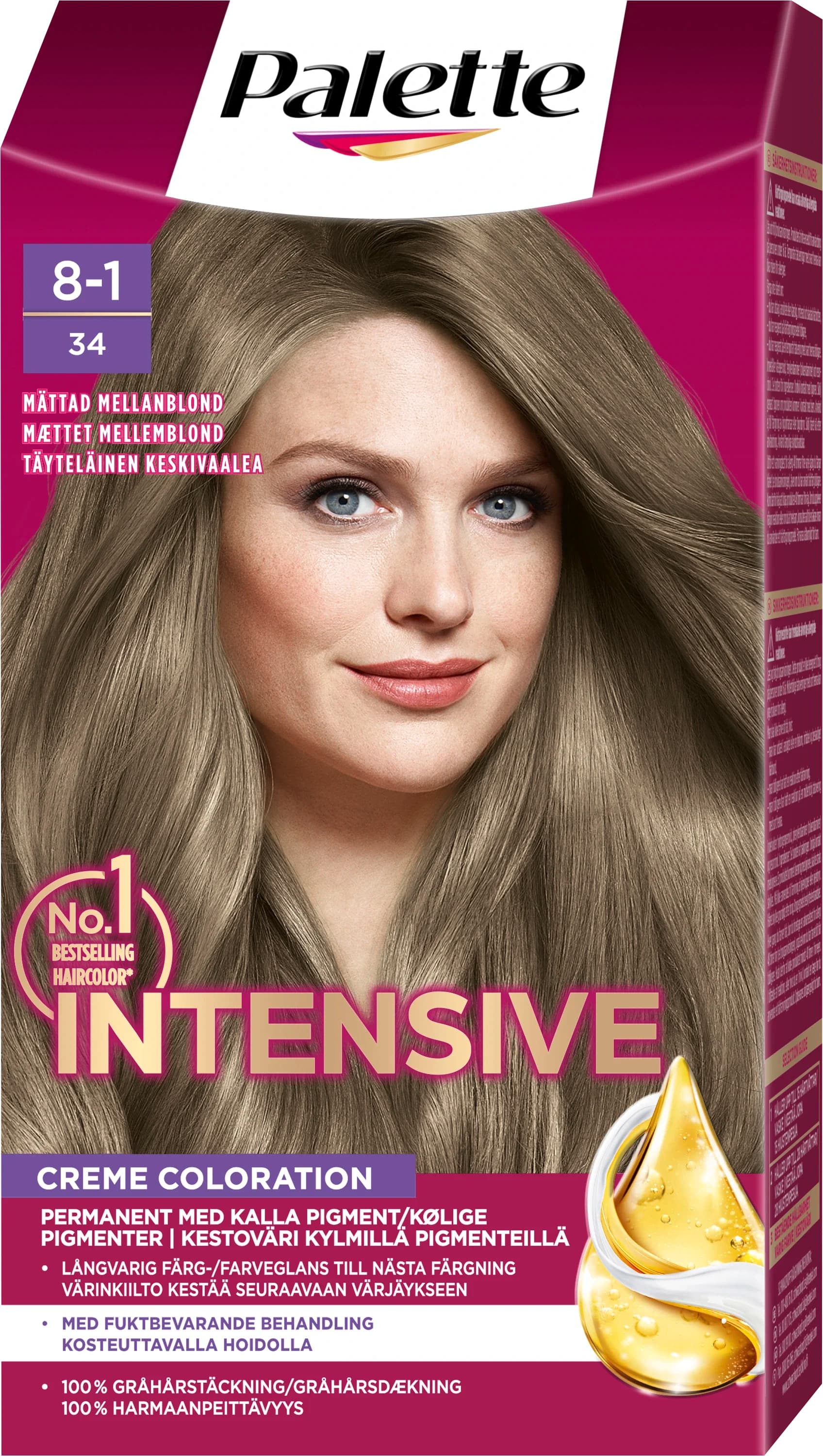 Palette Intensive Creme Coloration 8-1 Mättad Mellanblond från Palette – köp hos Apotek Hjärtat