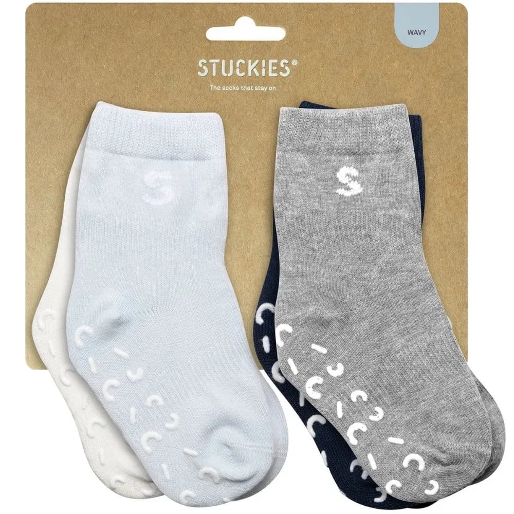 STUCKIES Strumpor i bomull (Anti-Slip) Wavy 4-pack 22/24 från STUCKIES – köp hos Apotek Hjärtat