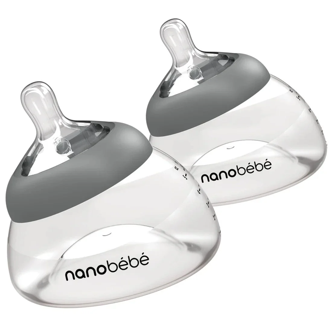 Nanobébé Bröstmjölksflaska Anti-Kolik 2-pack 150 ml Grå från Nanobébé – köp hos Apotek Hjärtat