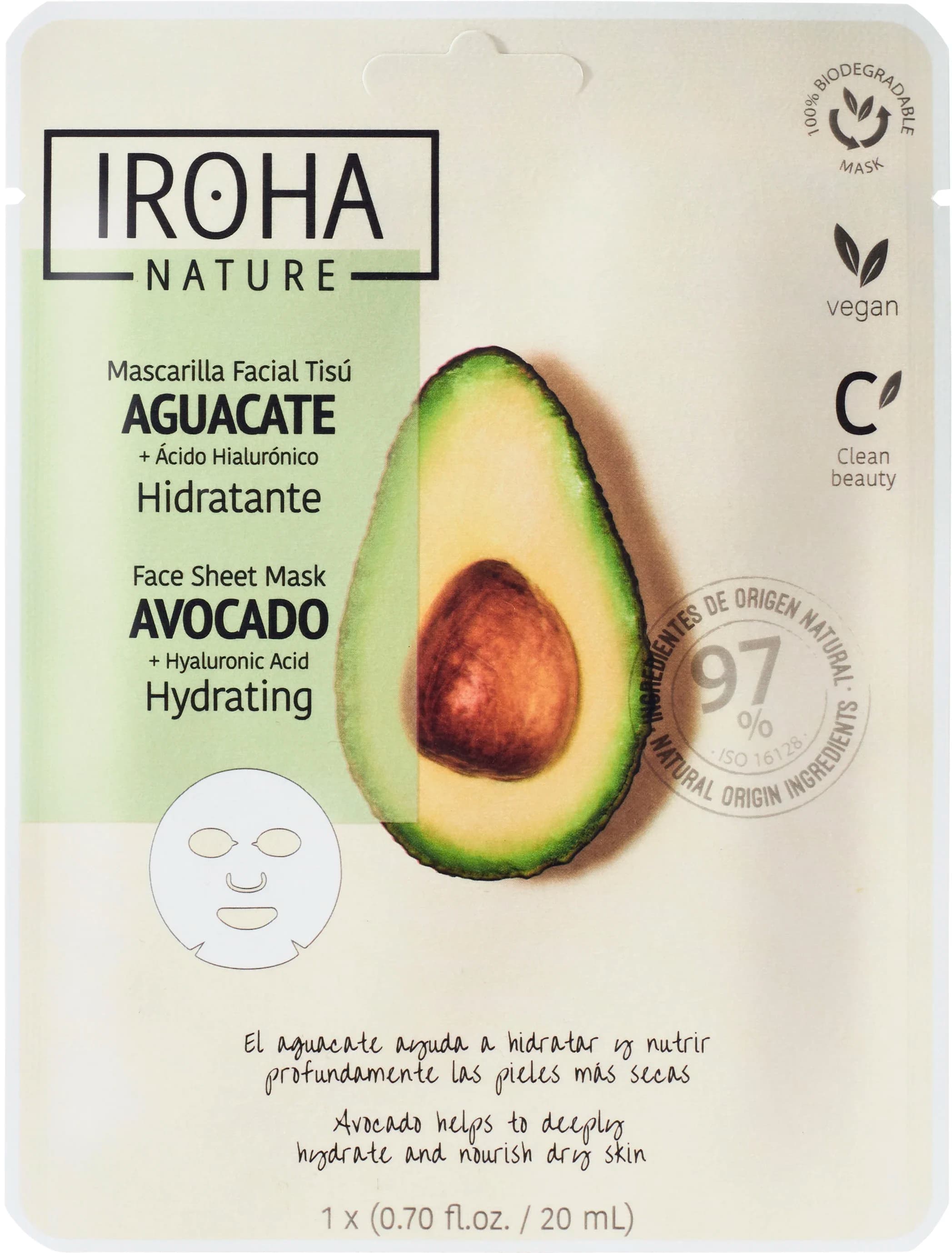 Iroha Nature Hydrating Avocado Face Sheet Mask 20 ml från Iroha Nature – köp hos Apotek Hjärtat