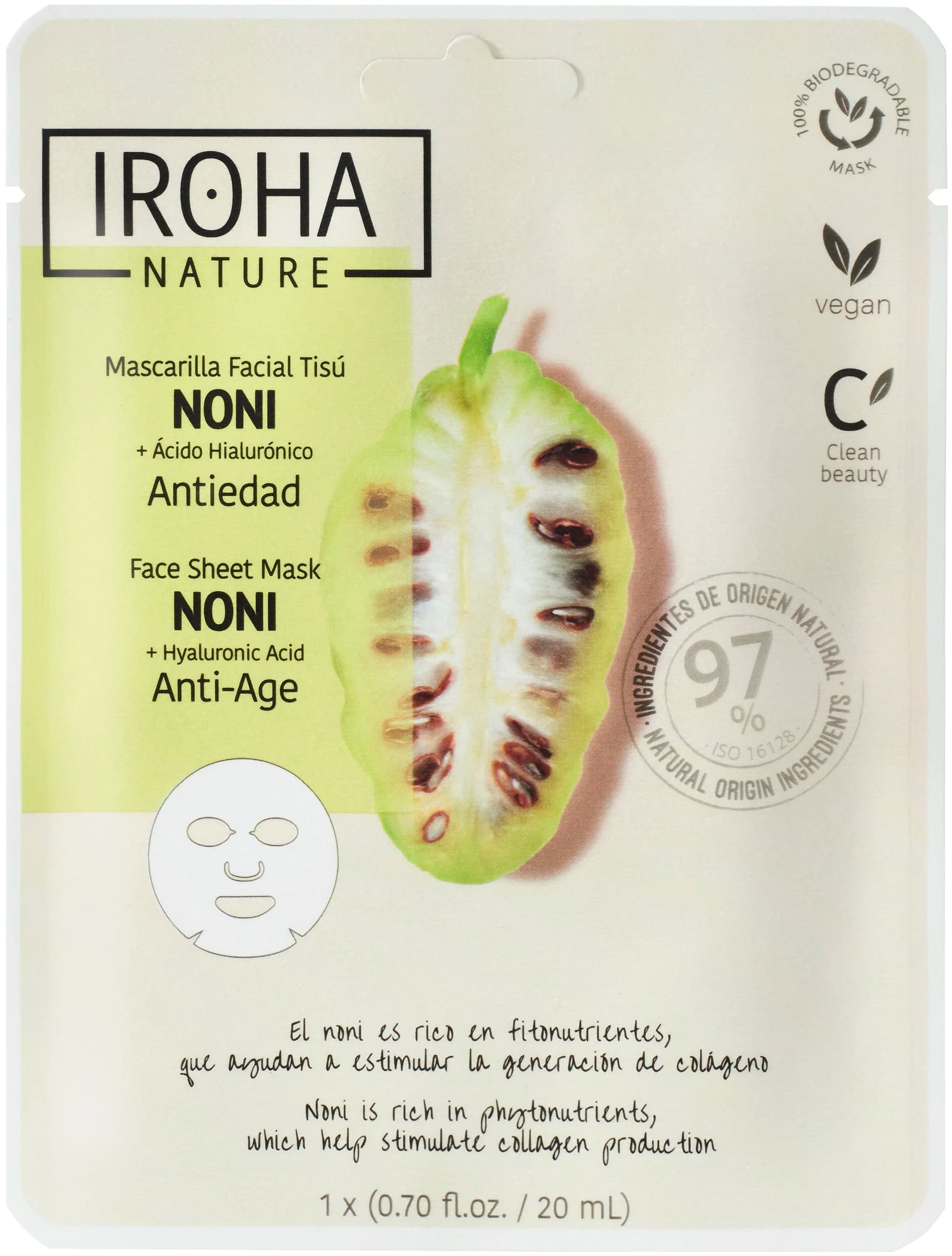 Iroha Nature Anti-Age Noni Face Sheet Mask 20 ml från Iroha Nature – köp hos Apotek Hjärtat