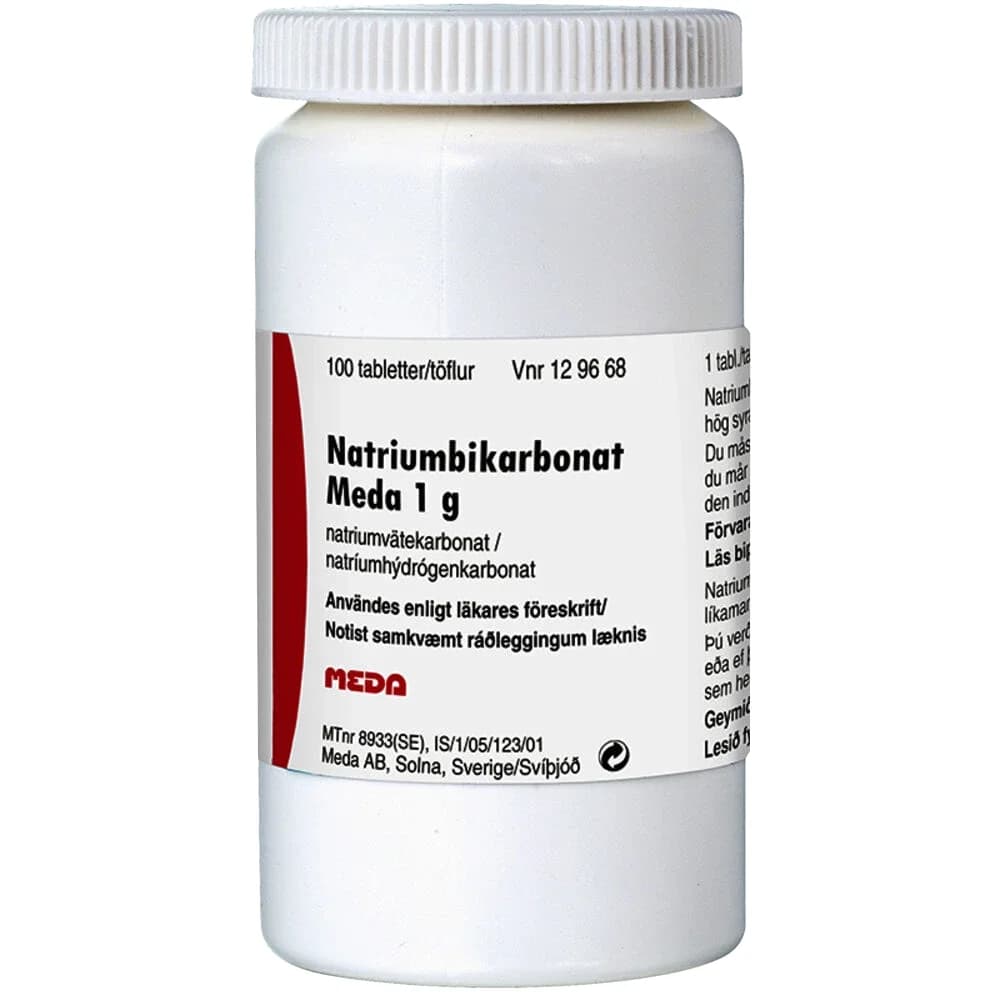 Natriumbikarbonat Meda tablett 1 g 100 st från Natriumbikarbonat – köp hos Apotek Hjärtat
