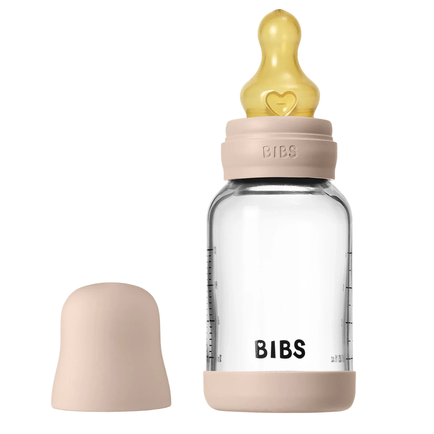 BIBS Glass Baby Bottle Round Latex Slow Flow 120 ml Blush från BIBS – köp hos Apotek Hjärtat