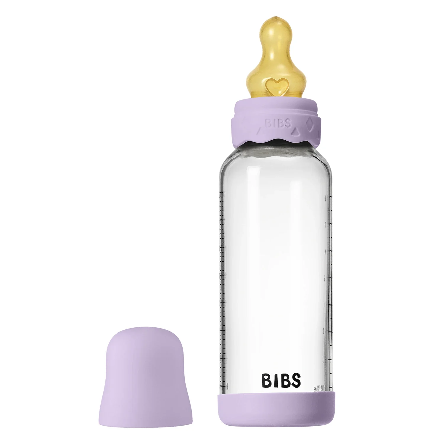 BIBS Glass Boheme Baby Bottle Latex MediumFlow VioletSky 240 ml från BIBS – köp hos Apotek Hjärtat