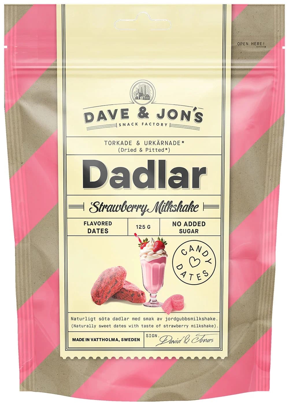 Dave & Jon's Dadlar Strawberry Milkshake 125 g från Dave & Jons – köp hos Apotek Hjärtat