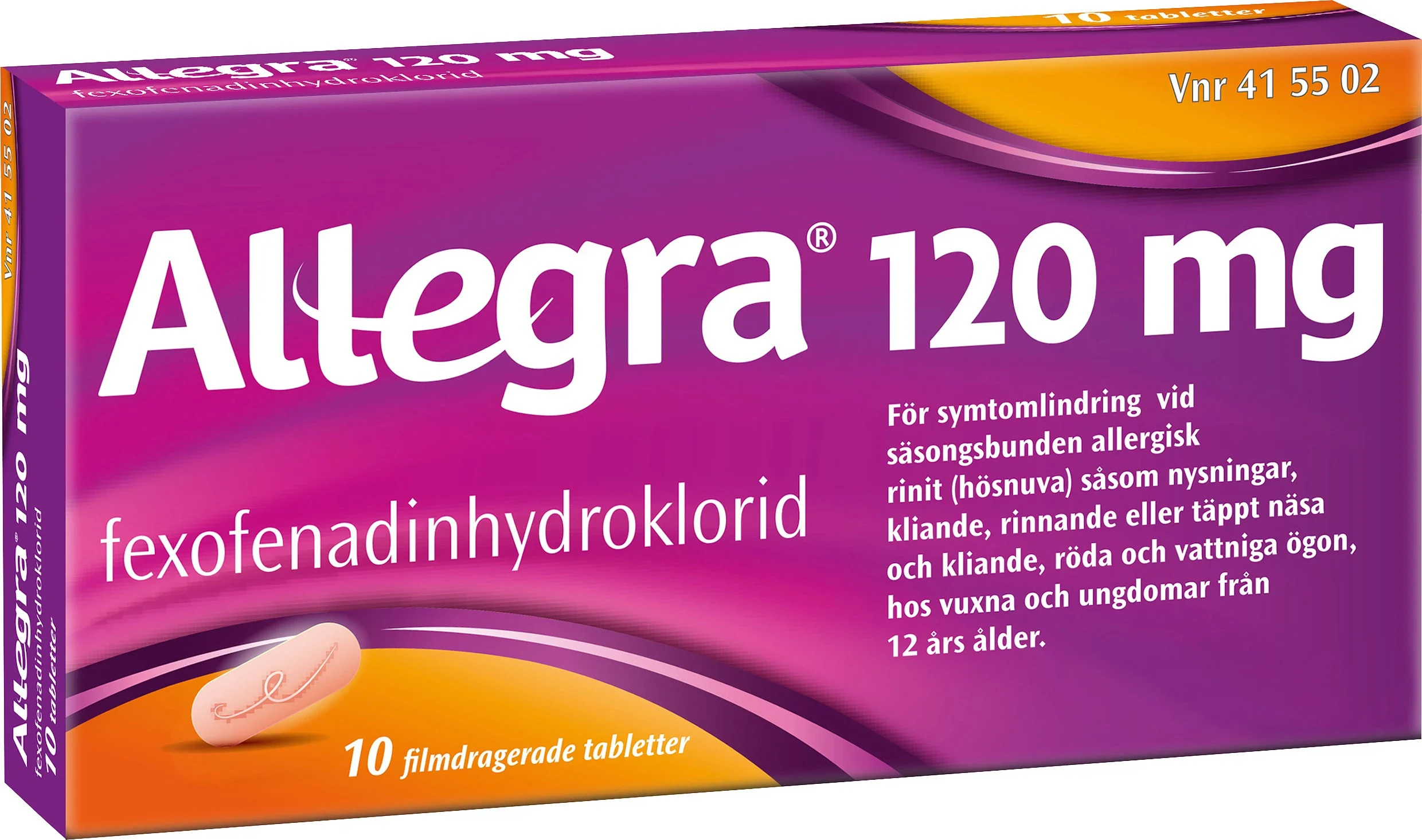 Allegra filmdragerad tablett 120 mg 10 st från Allegra – köp hos Apotek Hjärtat