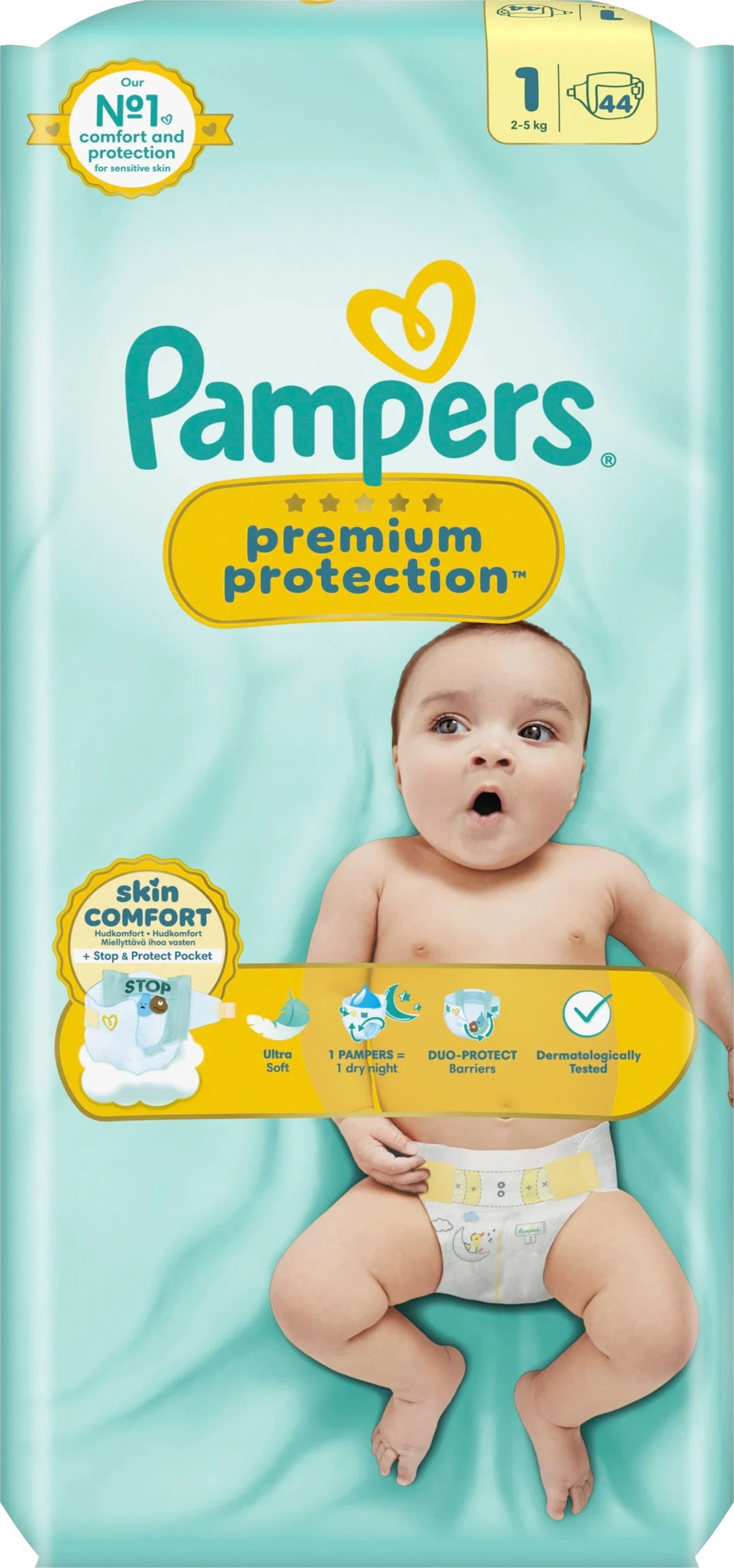 Pampers Premium Protection Storlek 1 2-5 kg 44 st från Pampers – köp hos Apotek Hjärtat