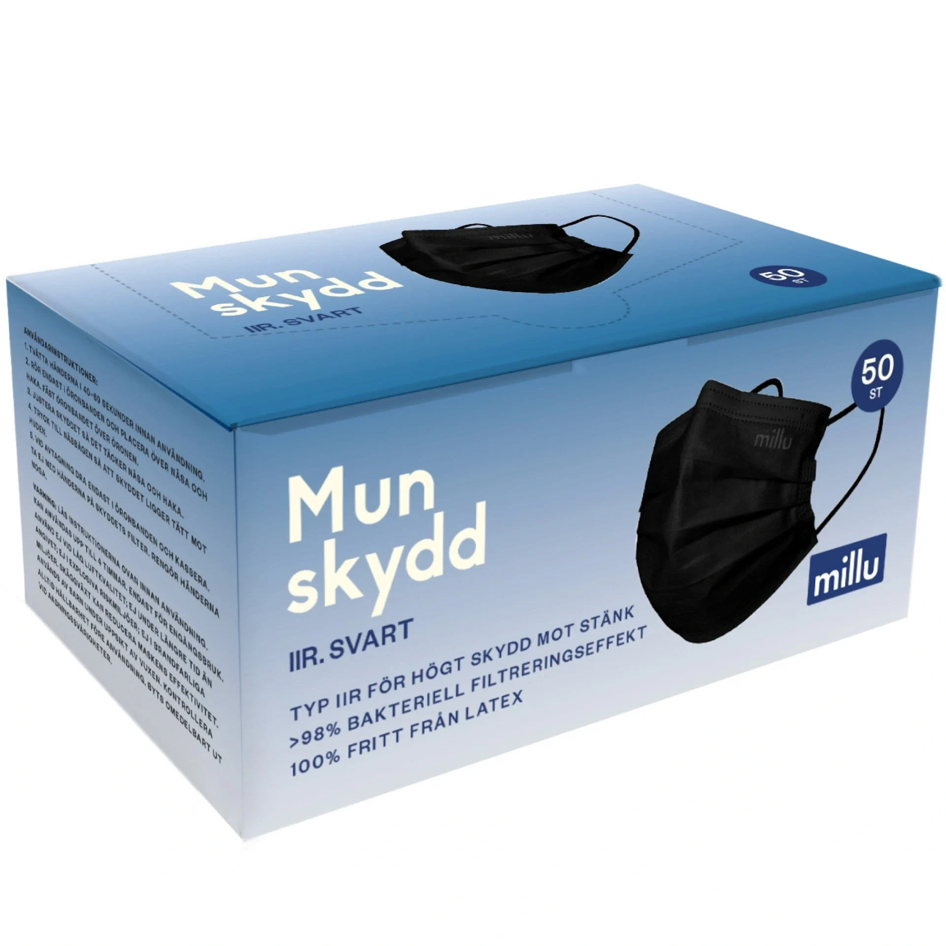 Millu Munskydd IIR 50 st Svart från Millu – köp hos Apotek Hjärtat