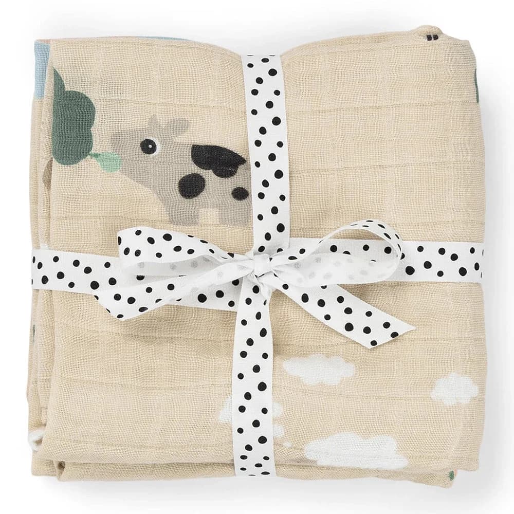 Done by Deer Burp Cloth Tiny Farm Sand 2-pack från Done by Deer – köp hos Apotek Hjärtat